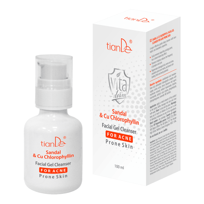 Gel de curățare facială cu santal și clorofilă, 100 ml